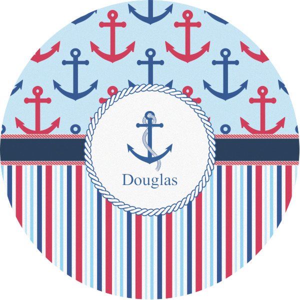 Custom Anchors & Stripes Multipurpose Round Labels - 1" (Personalized)