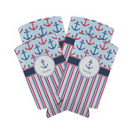 Anchors & Stripes Can Cooler (tall 12 oz) - Set of 4 (Personalized)