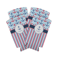 Anchors & Stripes Can Cooler (tall 12 oz) - Set of 4 (Personalized)