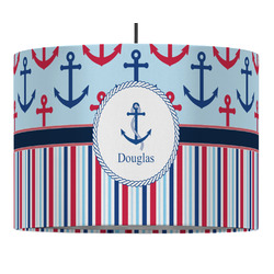 Anchors & Stripes 16" Drum Pendant Lamp - Fabric (Personalized)