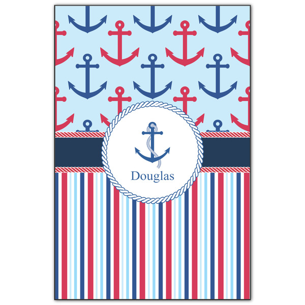 Custom Anchors & Stripes Wood Print - 20x30 (Personalized)