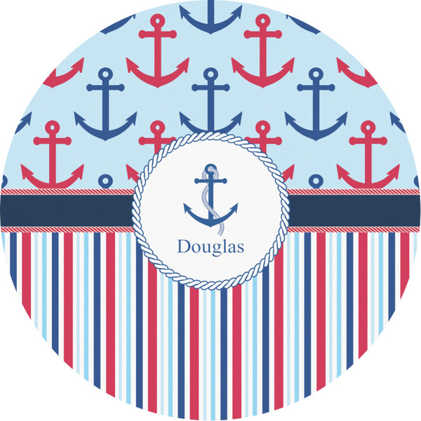 Custom Anchors & Stripes Multipurpose Round Labels - Custom Sized (Personalized)