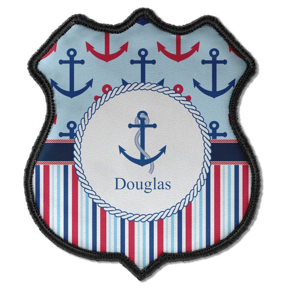 Custom Anchors & Stripes Iron On Shield Patch C w/ Name or Text