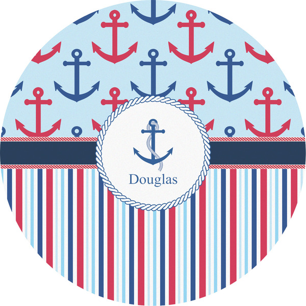 Custom Anchors & Stripes Multipurpose Round Labels - 5" (Personalized)