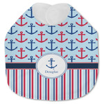 Anchors & Stripes Jersey Knit Baby Bib w/ Name or Text