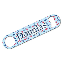 Anchors & Stripes Bar Bottle Opener - White w/ Name or Text