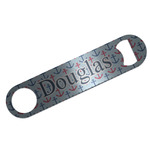 Anchors & Stripes Bar Bottle Opener - Silver w/ Name or Text