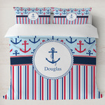 Anchors & Stripes Duvet Cover Set - King (Personalized)