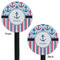 Anchors & Stripes Black Plastic 5.5" Stir Stick - Double Sided - Round - Front & Back