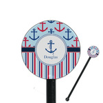 Anchors & Stripes 5.5" Round Plastic Stir Sticks - Black - Double Sided (Personalized)