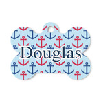 Anchors & Stripes Bone Shaped Dog ID Tag - Small (Personalized)