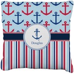 Anchors & Stripes Faux-Linen Throw Pillow 20" (Personalized)