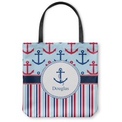 Anchors & Stripes Canvas Tote Bag - Medium - 16"x16" (Personalized)