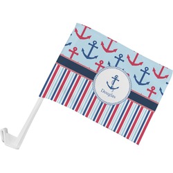Anchors & Stripes Car Flag - Small w/ Name or Text