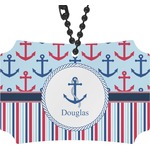 Anchors & Stripes Rear View Mirror Ornament (Personalized)