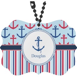 Anchors & Stripes Rear View Mirror Charm (Personalized)