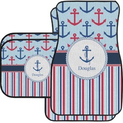 Anchors & Stripes Car Floor Mats Set - 2 Front & 2 Back (Personalized)