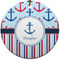 Anchors & Stripes Ceramic Flat Ornament - Circle (Front)