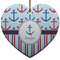 Anchors & Stripes Ceramic Flat Ornament - Heart (Front)