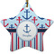 Anchors & Stripes Ceramic Flat Ornament - Star (Front)