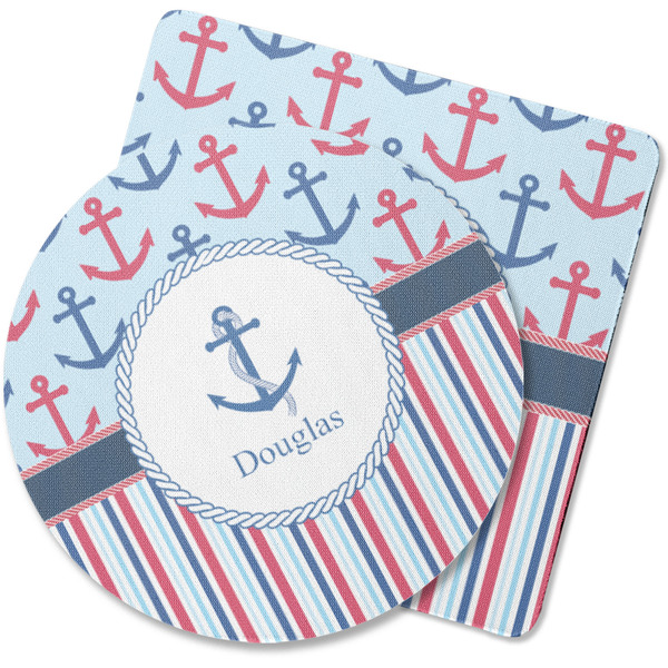 Custom Anchors & Stripes Rubber Backed Coaster (Personalized)