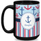 Anchors & Stripes Coffee Mug - 15 oz - Black Full