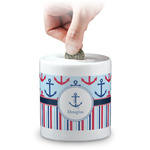 Anchors & Stripes Coin Bank (Personalized)