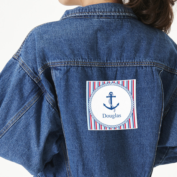 Custom Anchors & Stripes Twill Iron On Patch - Custom Shape - X-Large - Set of 4 (Personalized)