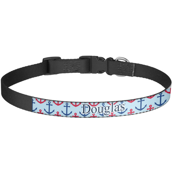 Custom Anchors & Stripes Dog Collar - Large (Personalized)