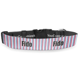 Anchors & Stripes Deluxe Dog Collar - Small (8.5" to 12.5") (Personalized)