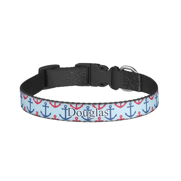 Custom Anchors & Stripes Dog Collar - Small (Personalized)