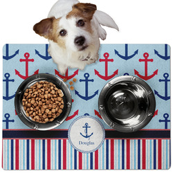 Anchors & Stripes Dog Food Mat - Medium w/ Name or Text
