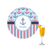 Anchors & Stripes Printed Drink Topper - 2.15" (Personalized)