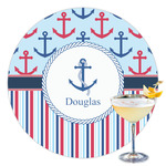 Anchors & Stripes Printed Drink Topper - 3.5" (Personalized)