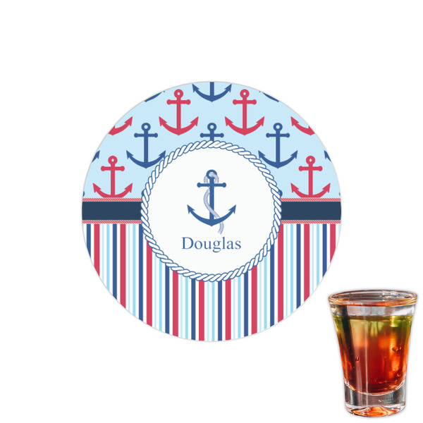 Custom Anchors & Stripes Printed Drink Topper - 1.5" (Personalized)