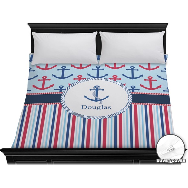 Custom Anchors & Stripes Duvet Cover - King (Personalized)