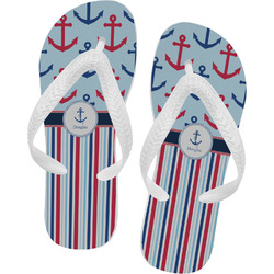 Anchors & Stripes Flip Flops - Large (Personalized)