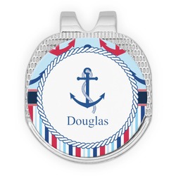 Anchors & Stripes Golf Ball Marker - Hat Clip - Silver
