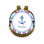 Anchors & Stripes Golf Ball Marker - Hat Clip - Gold