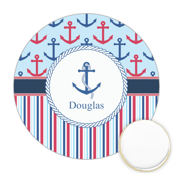 Custom Anchors & Stripes Printed Cookie Topper - 2.5" (Personalized)