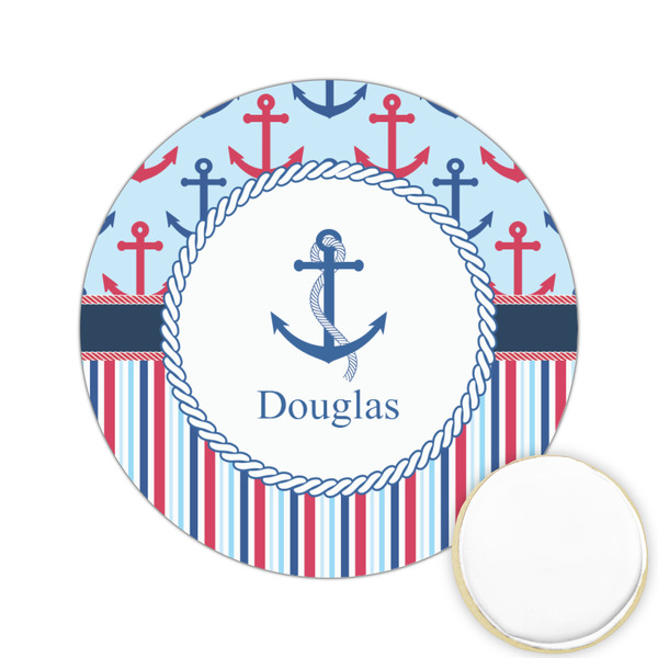 Custom Anchors & Stripes Printed Cookie Topper - 2.15" (Personalized)