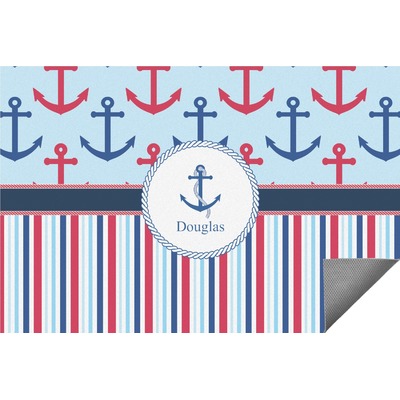 Custom Nautical Anchors & Stripes Area Rug (Personalized)