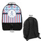 Anchors & Stripes Large Backpack - Black - Front & Back View