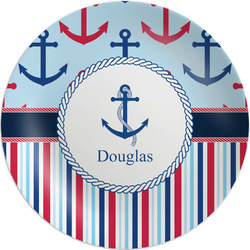 Anchors & Stripes Melamine Salad Plate - 8" (Personalized)