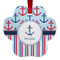 Anchors & Stripes Metal Paw Ornament - Front