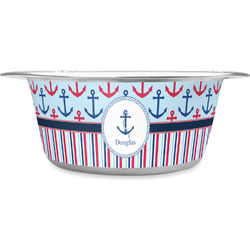 Anchors & Stripes Stainless Steel Dog Bowl - Small (Personalized)