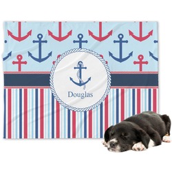 Anchors & Stripes Dog Blanket - Regular (Personalized)