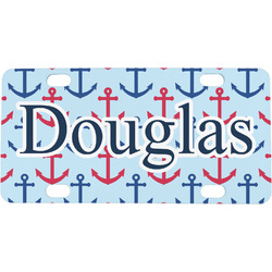 Anchors & Stripes Mini / Bicycle License Plate (4 Holes) (Personalized)