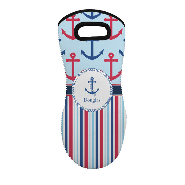 Custom Anchors & Stripes Neoprene Oven Mitt w/ Name or Text