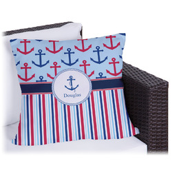 Anchors & Stripes Outdoor Pillow - 18" (Personalized)